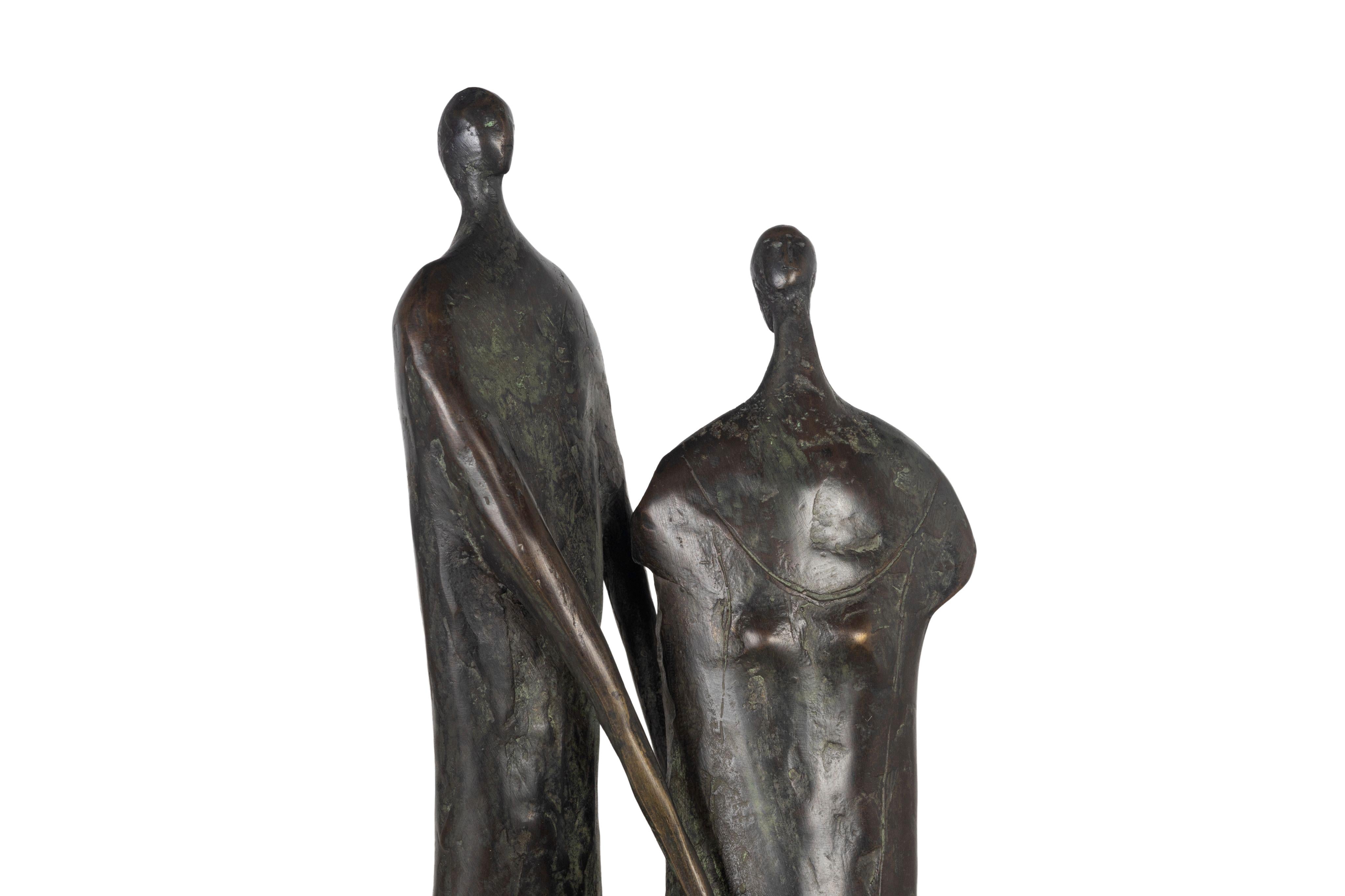 Modernist Patinated Bronze Couple Ystad-Metall en venta 1