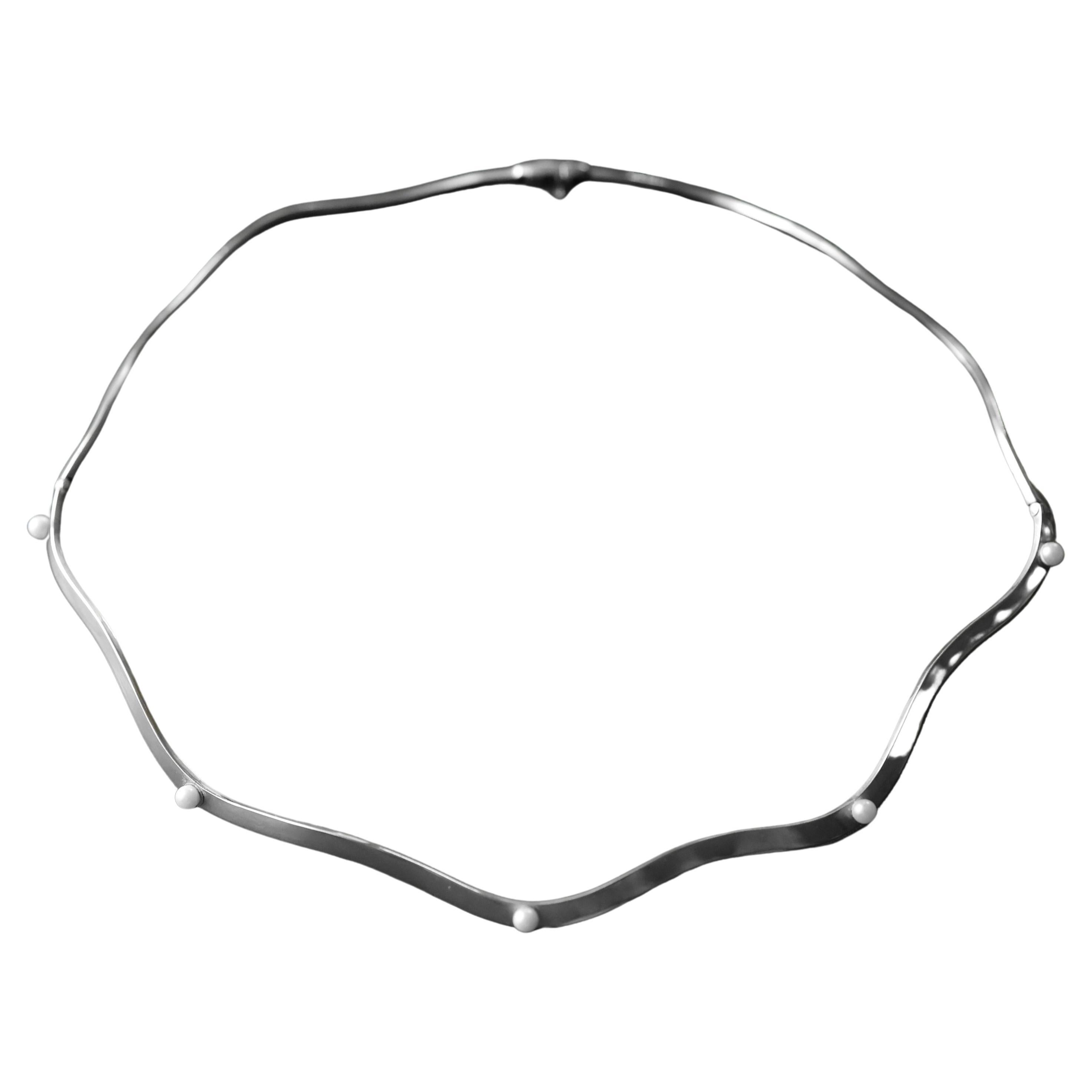 Pearl Necklace & Tiara, Unique, Silver, Modernist