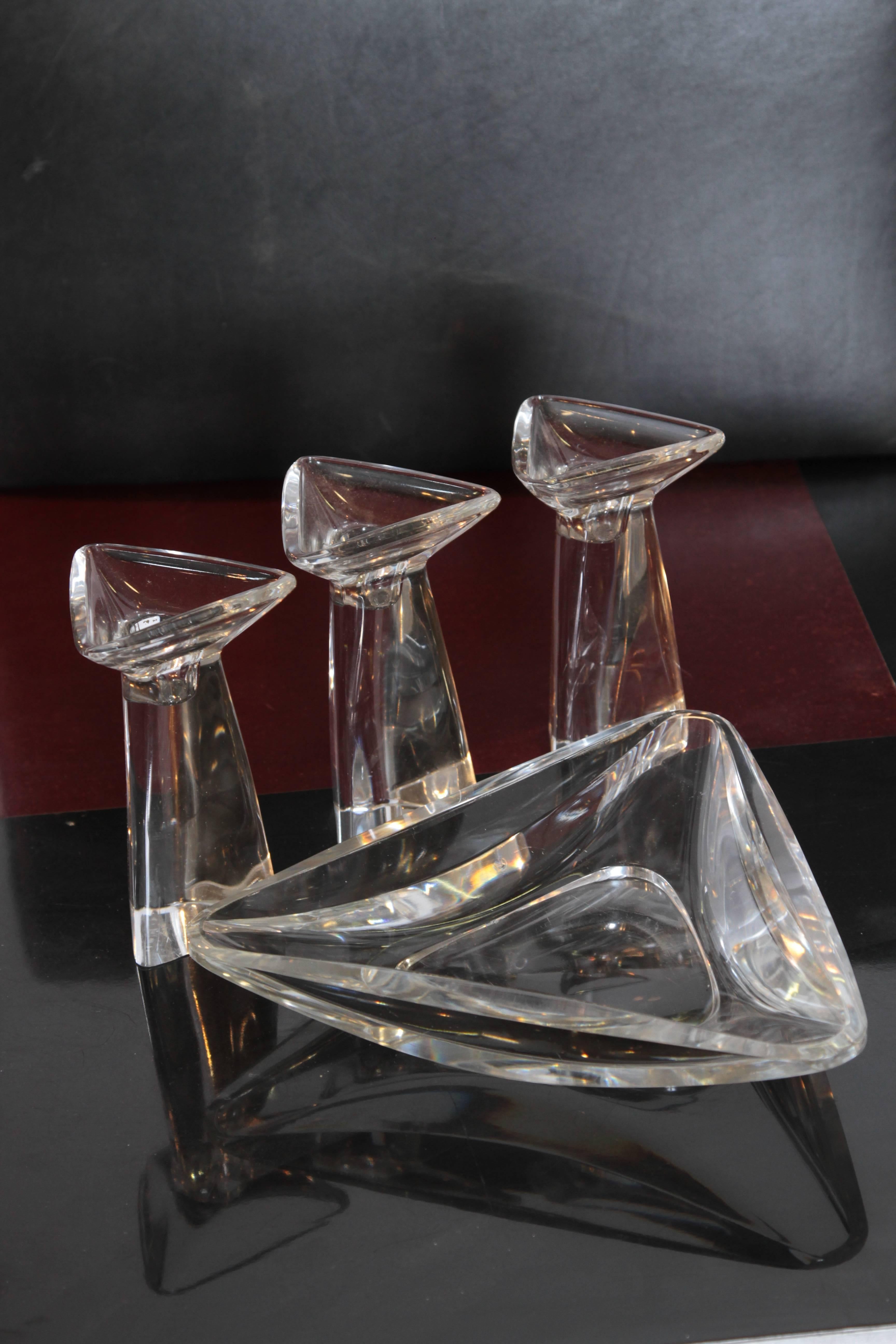 Modernist Peter Muller Munk Crystal for Val St Lambert, Tricorne Collection For Sale 10