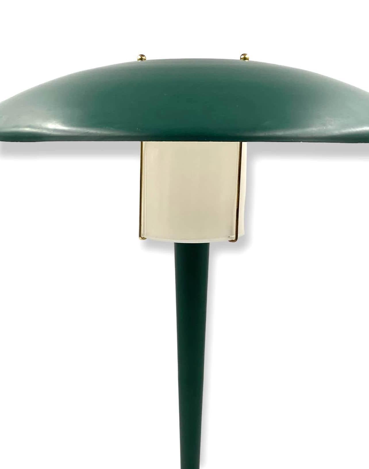 Lampe de table moderniste vert pétrole, France, années 1960 en vente 5