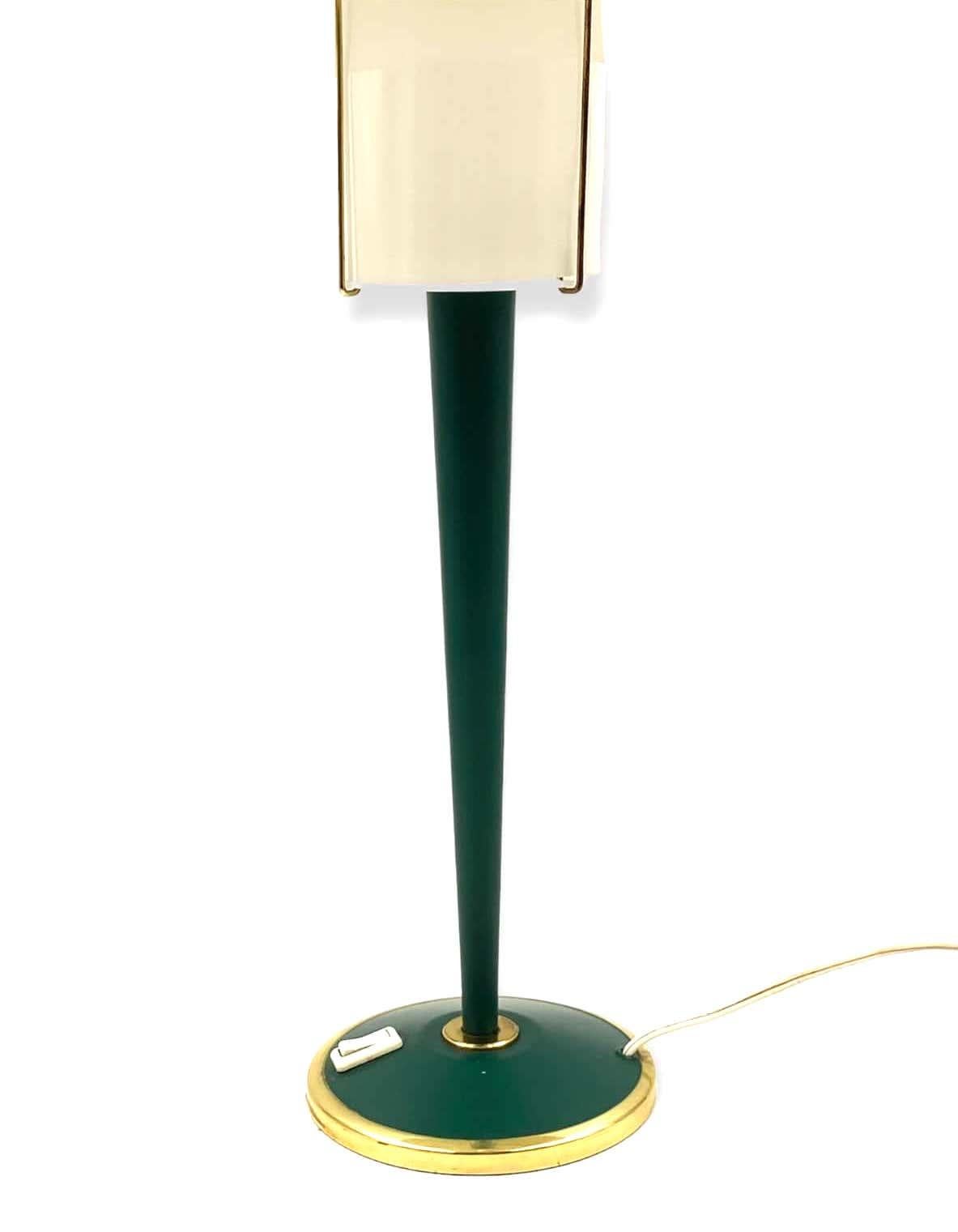 Lampe de table moderniste vert pétrole, France, années 1960 en vente 6
