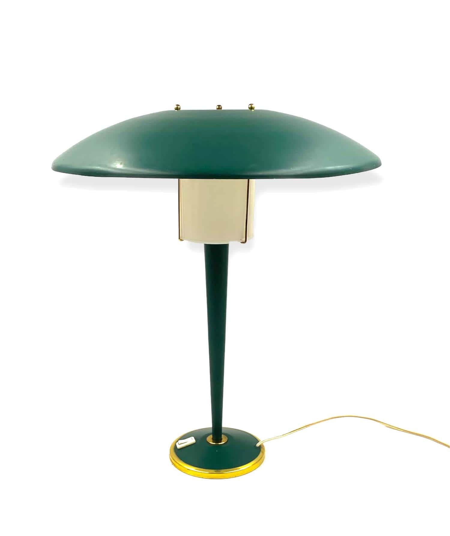 French Modernist Petrol Green Table Lamp, France, 1960s For Sale