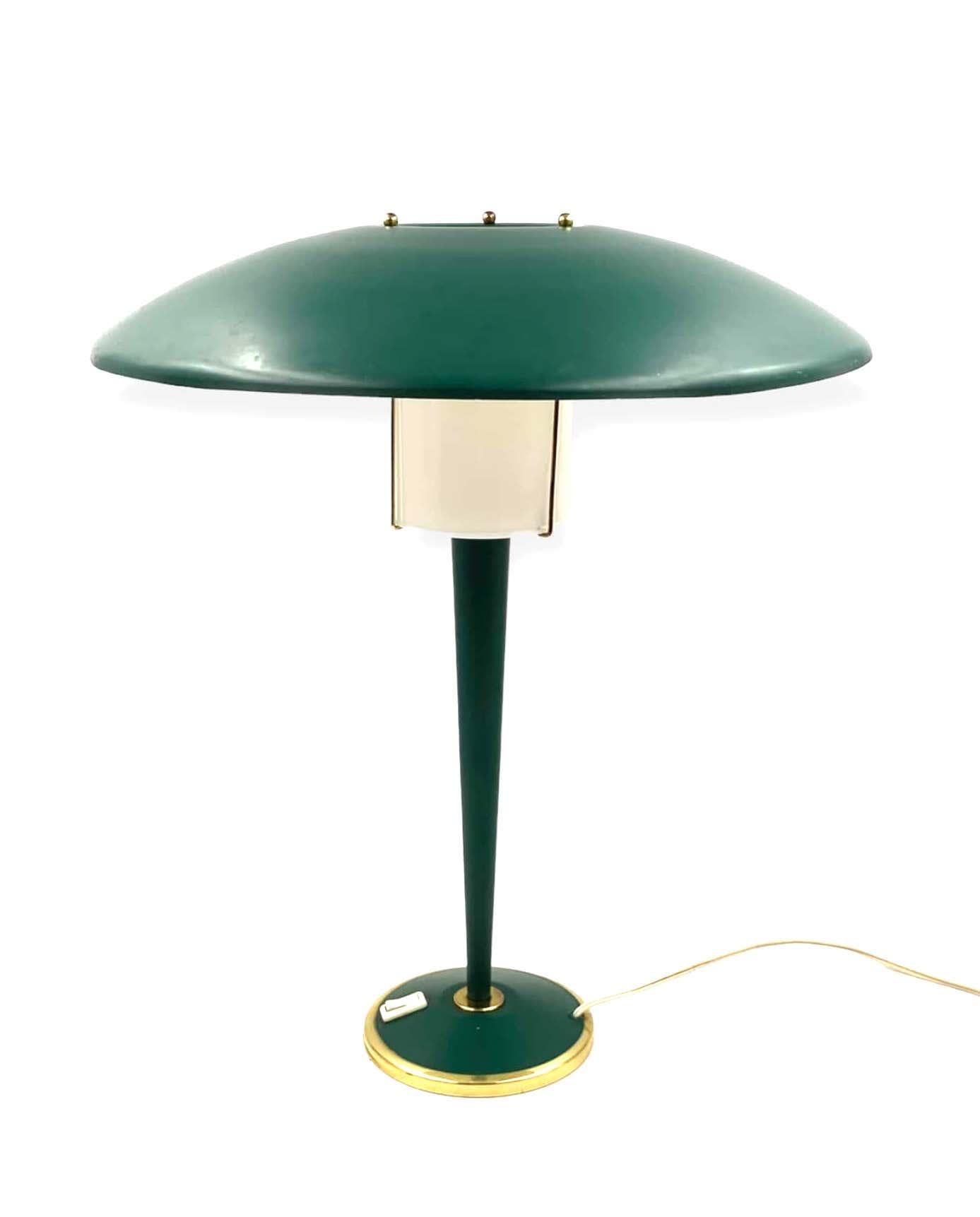 Lampe de table moderniste vert pétrole, France, années 1960 Bon état - En vente à Firenze, IT