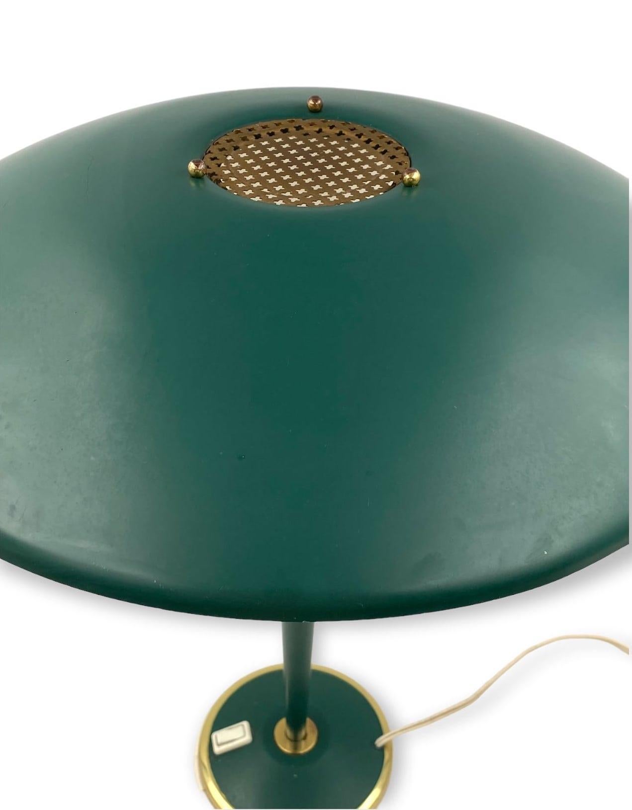 Lampe de table moderniste vert pétrole, France, années 1960 en vente 2