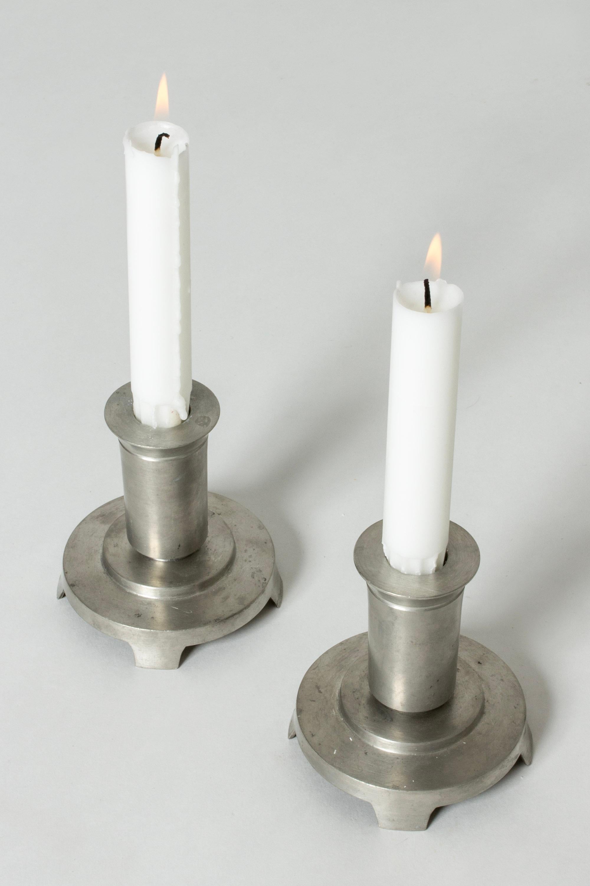 Scandinavian Modern Modernist Pewter Candlesticks from Just Andersen, Denmark, 1930s For Sale