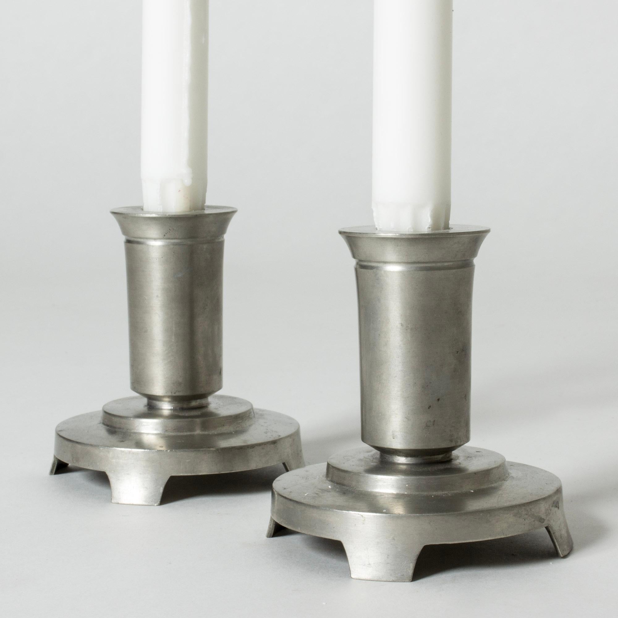 Danish Modernist Pewter Candlesticks from Just Andersen, Denmark, 1930s For Sale