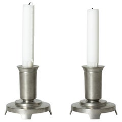 Modernist Pewter Candlesticks from Just Andersen, Denmark, 1930s
