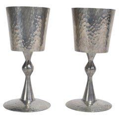 Vintage Modernist Pewter Goblets, Set of Two