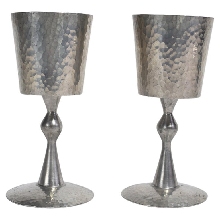 Modernist Pewter Goblets, Set of Two at 1stDibs
