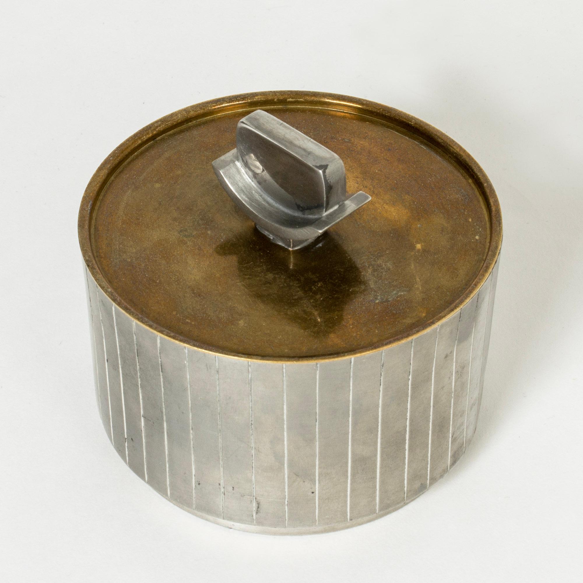 Scandinavian Modern Modernist pewter jar with coasters, GAB, Sweden, 1934