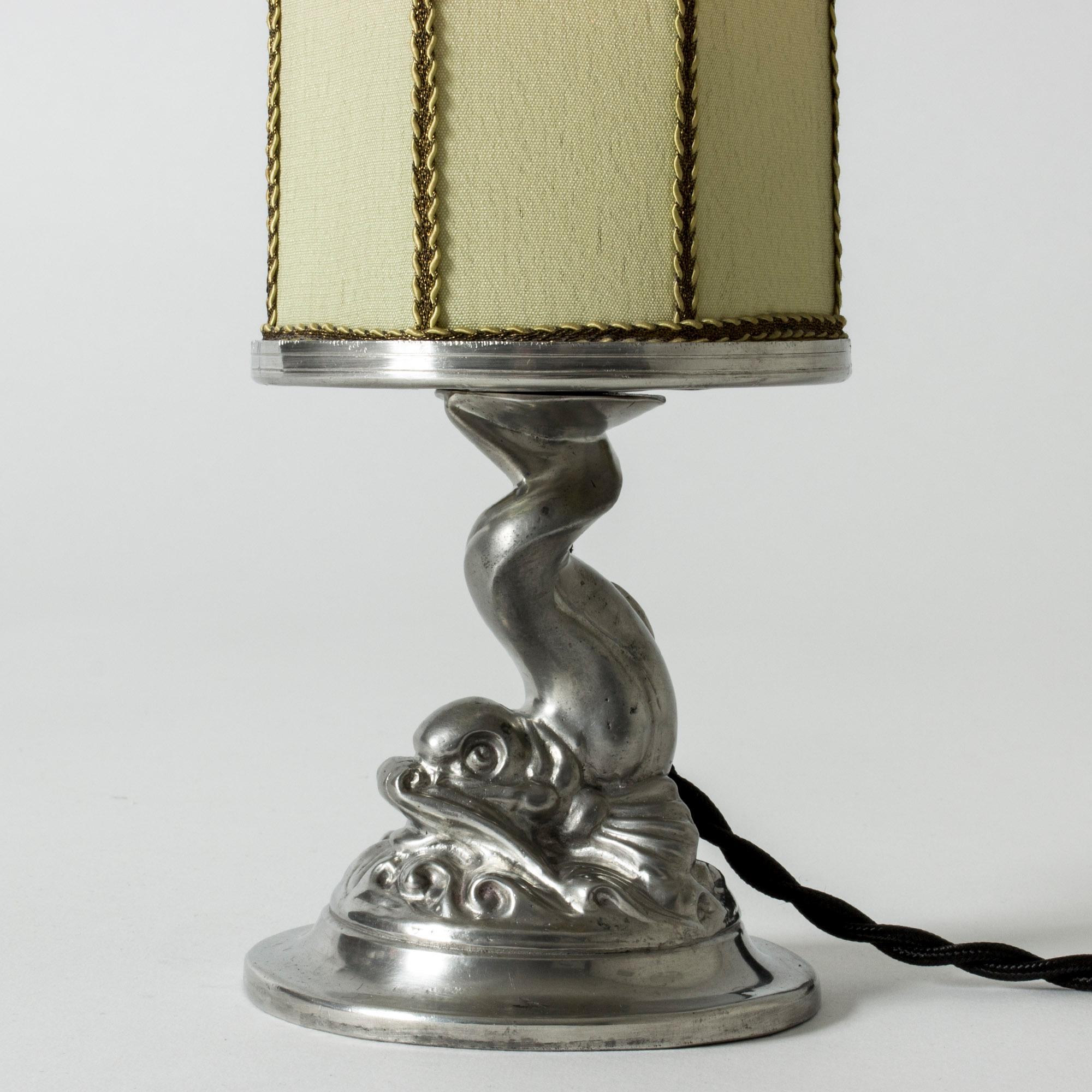 Mid-20th Century Modernist Pewter Table Lamp, GAB, Sweden, 1932 For Sale