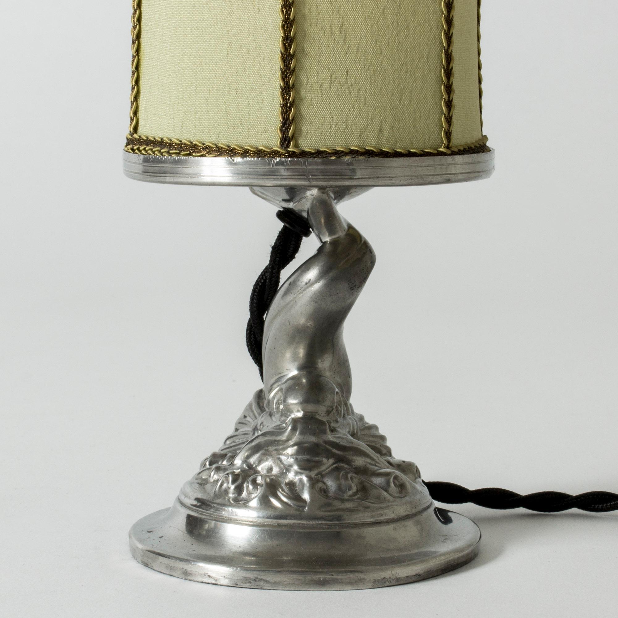 Modernistische Tischlampe aus Zinn, GAB, Schweden, 1932 (Hartzinn)