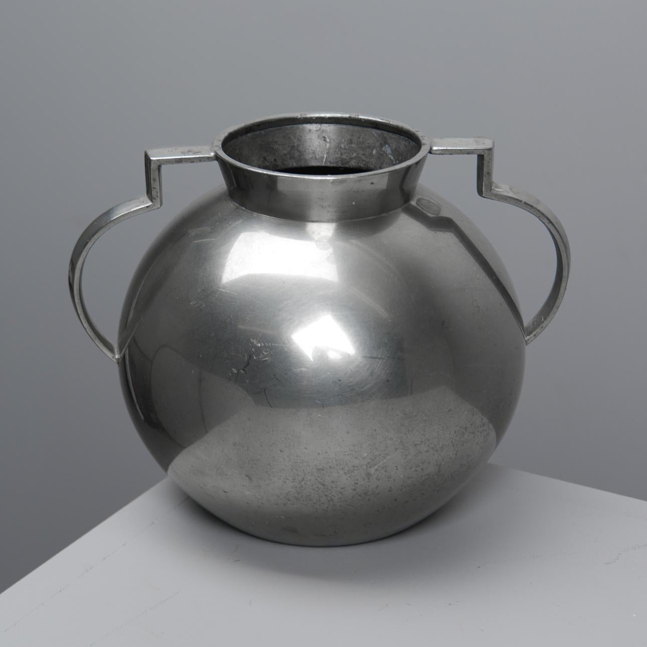 Art Deco Modernist Pewter Vase by Folke Arström for GAB, Sweden, 1930s For Sale