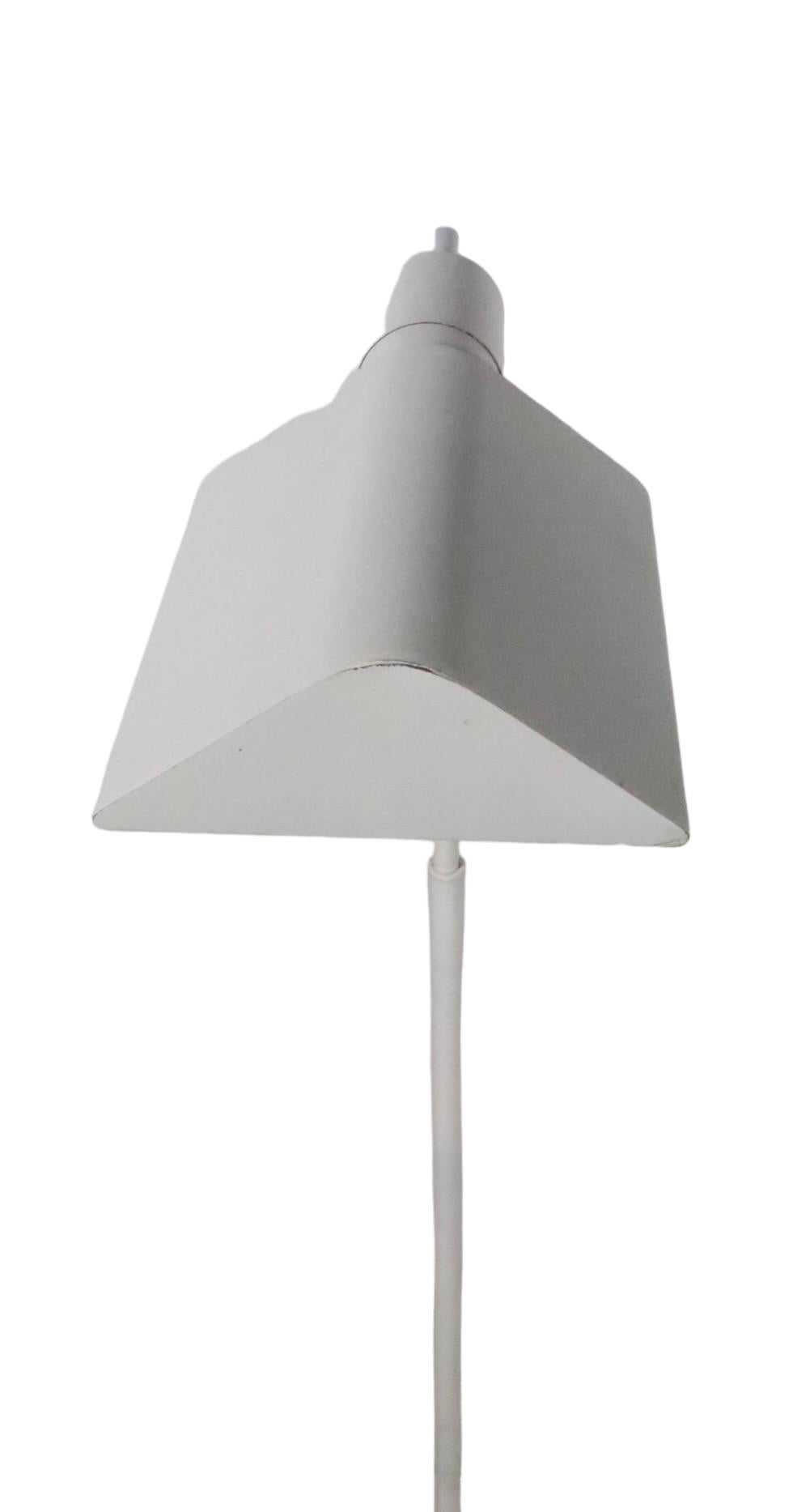 Modernist Pharmacy Style Floor Lamp in White on White Finish c 1970/1980's In Good Condition For Sale In New York, NY
