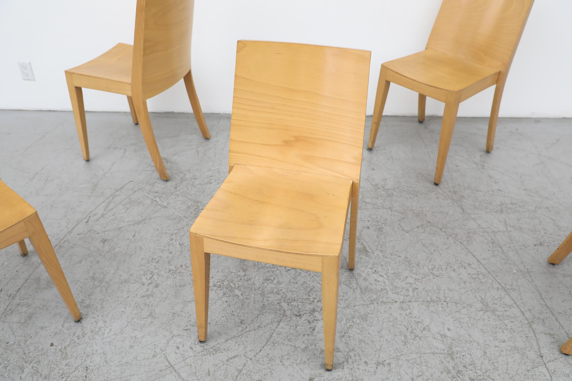 Sillas apilables de madera rubia estilo modernista Philippe Starck Holandés en venta