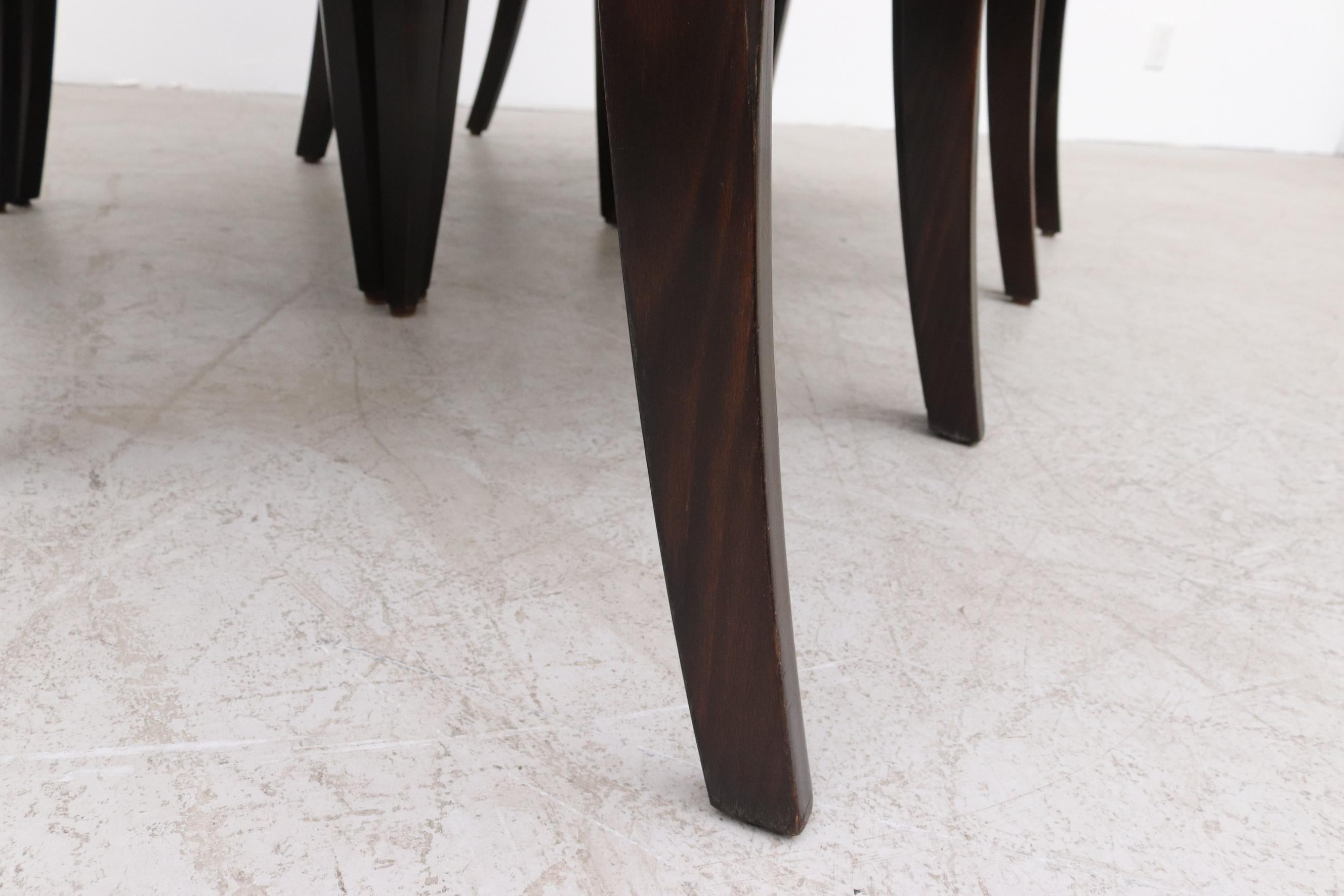 Modernist Philippe Starck Style Square Back Dark Stained Wood Stacking Chairs For Sale 13