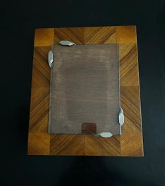 Art Deco Photo Frame by Albert Guénot, Wood & Chrome, France, 1930s