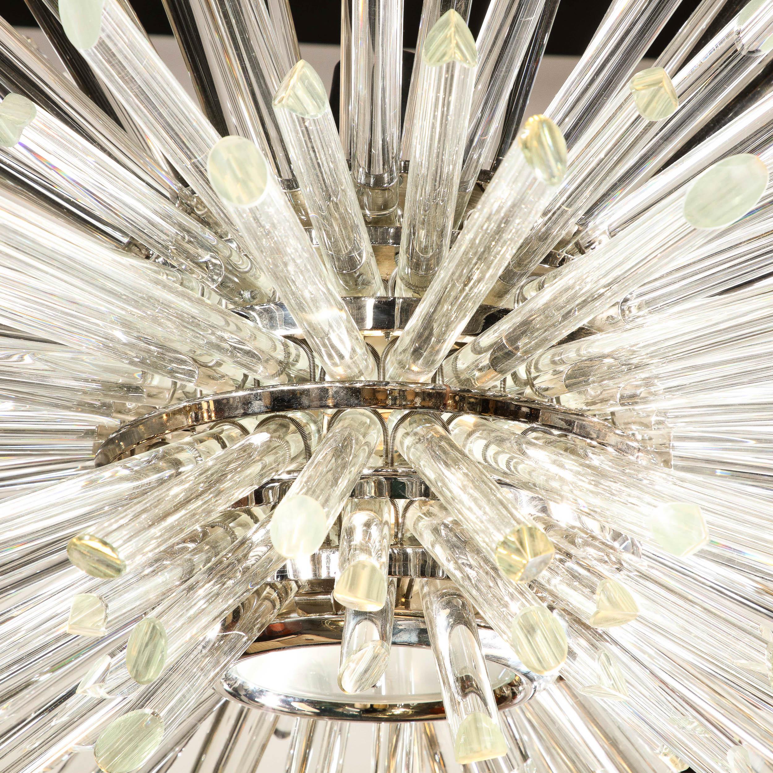 Sputnik-Kronleuchter aus poliertem Nickel und hand abgeschrägten Glasstäben, modernistischer Stil, „Photon“ im Angebot 6