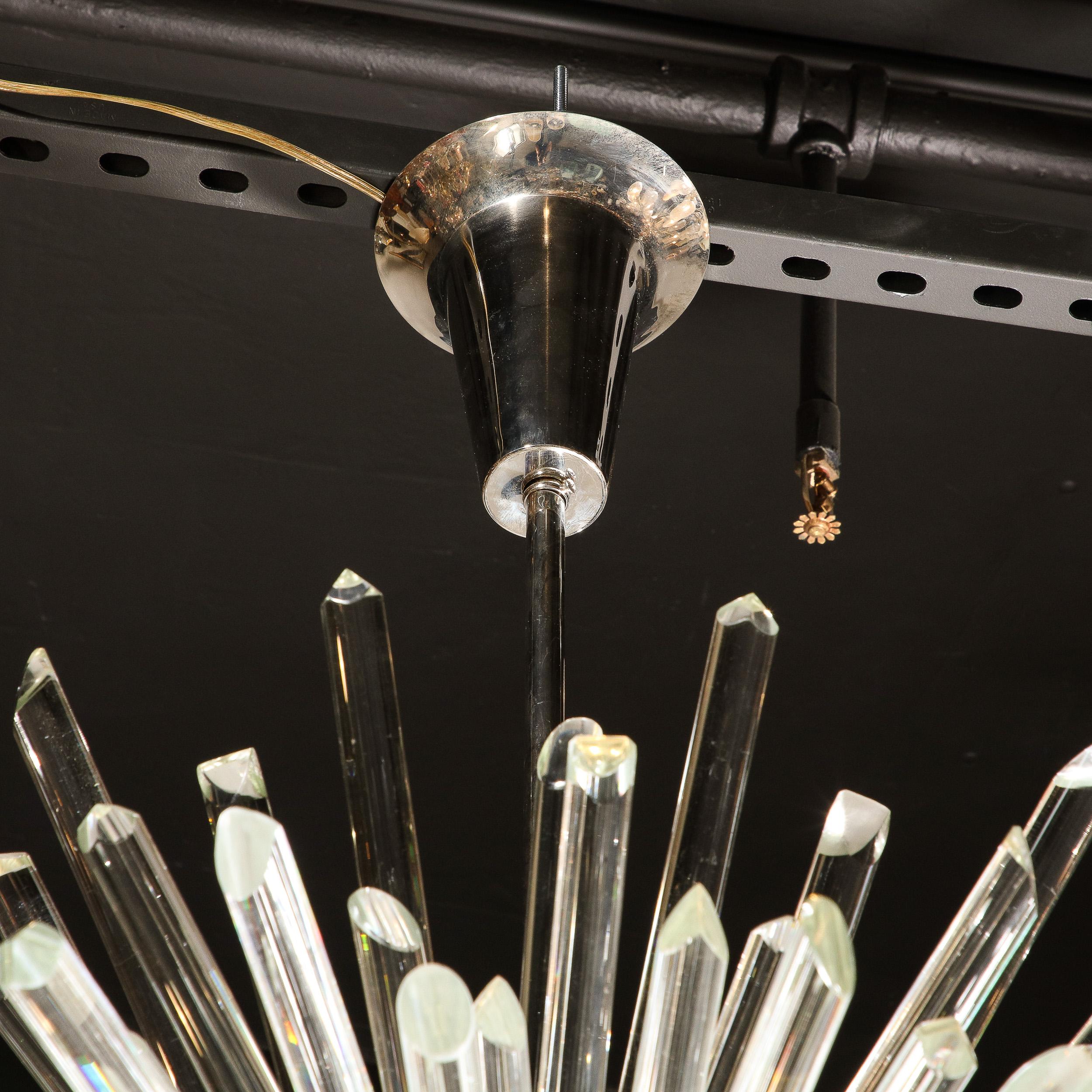 Sputnik-Kronleuchter aus poliertem Nickel und hand abgeschrägten Glasstäben, modernistischer Stil, „Photon“ im Angebot 2