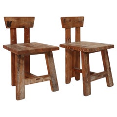Modernist Pine Chairs, a Pair