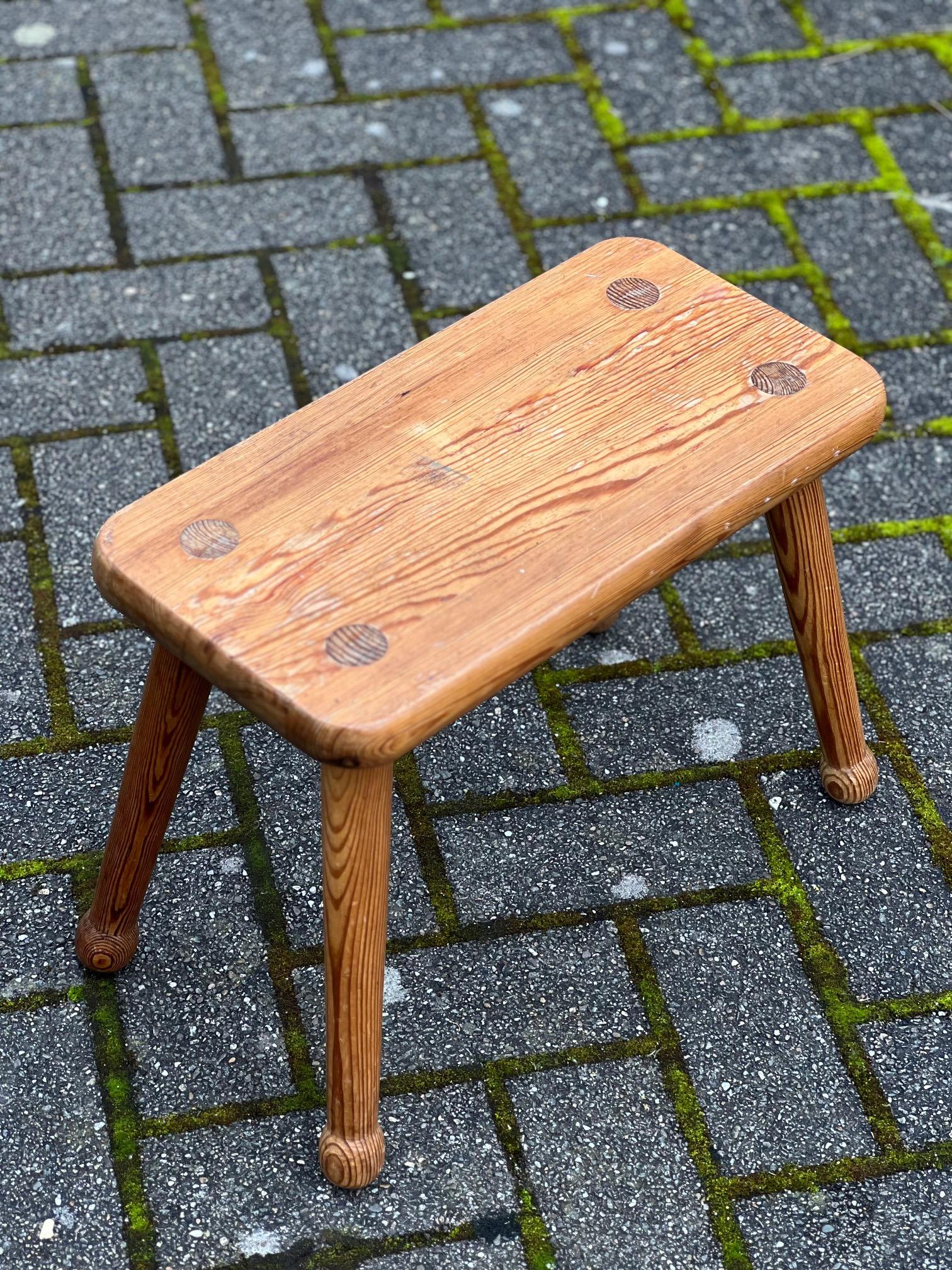 Scandinavian Modern Modernist pine stool in the taste of Carl Malmsten 1950s  For Sale