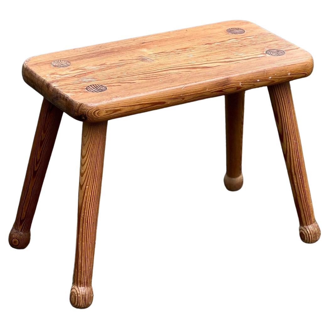 Modernist pine stool in the taste of Carl Malmsten 1950s  For Sale