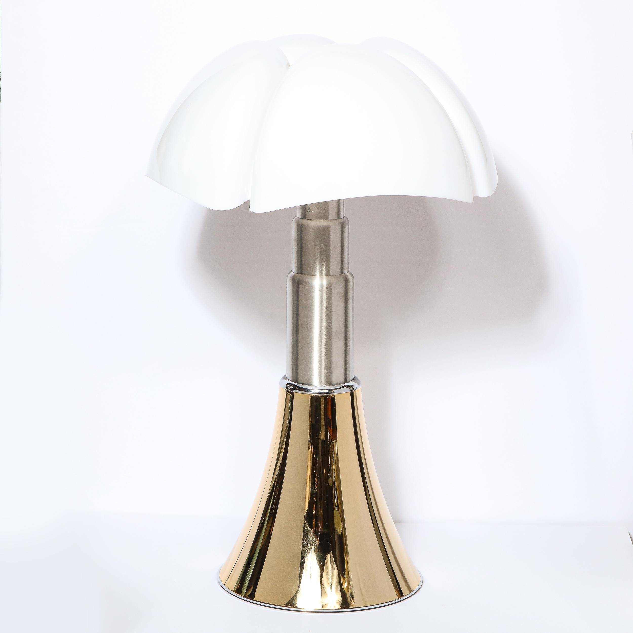 Aluminum Modernist Pipistrello Brass & Lucite Lamp by Gae Aulenti for Martinelli Luce
