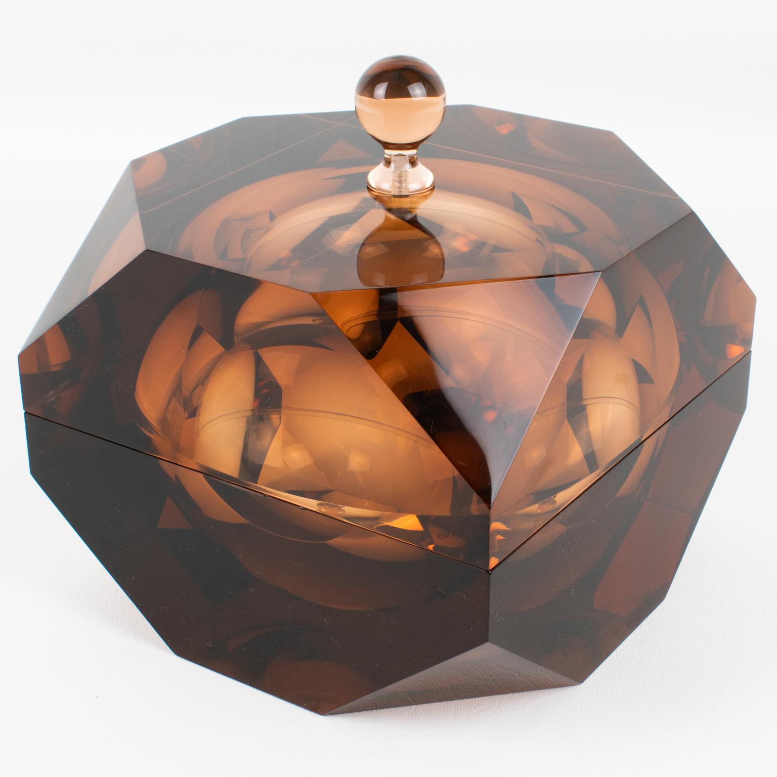 Modernist Plexiglass or Lucite Faceted Box For Sale 5