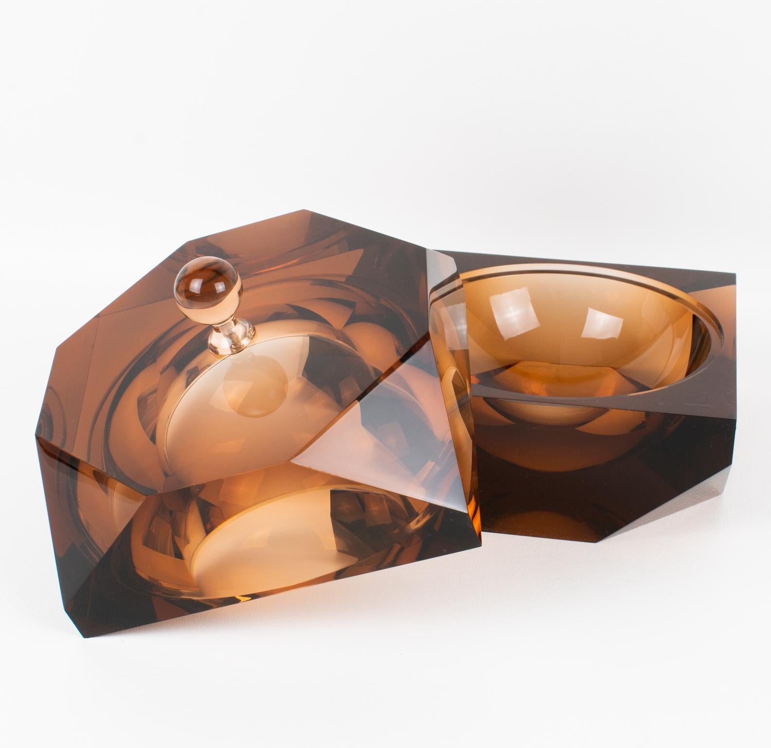 Modernist Plexiglass or Lucite Faceted Box In Good Condition For Sale In Atlanta, GA