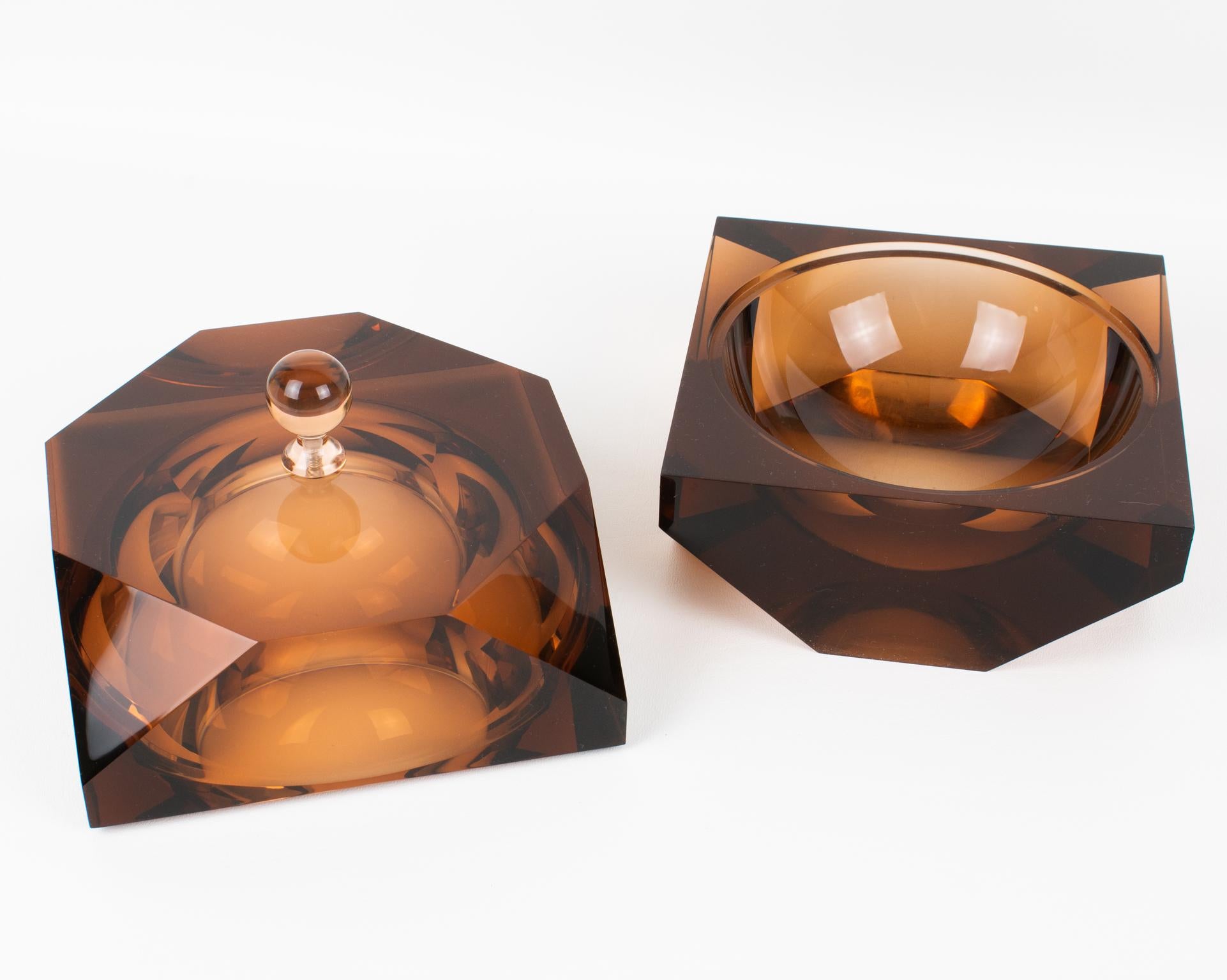 Mid-20th Century Modernist Plexiglass or Lucite Faceted Box For Sale
