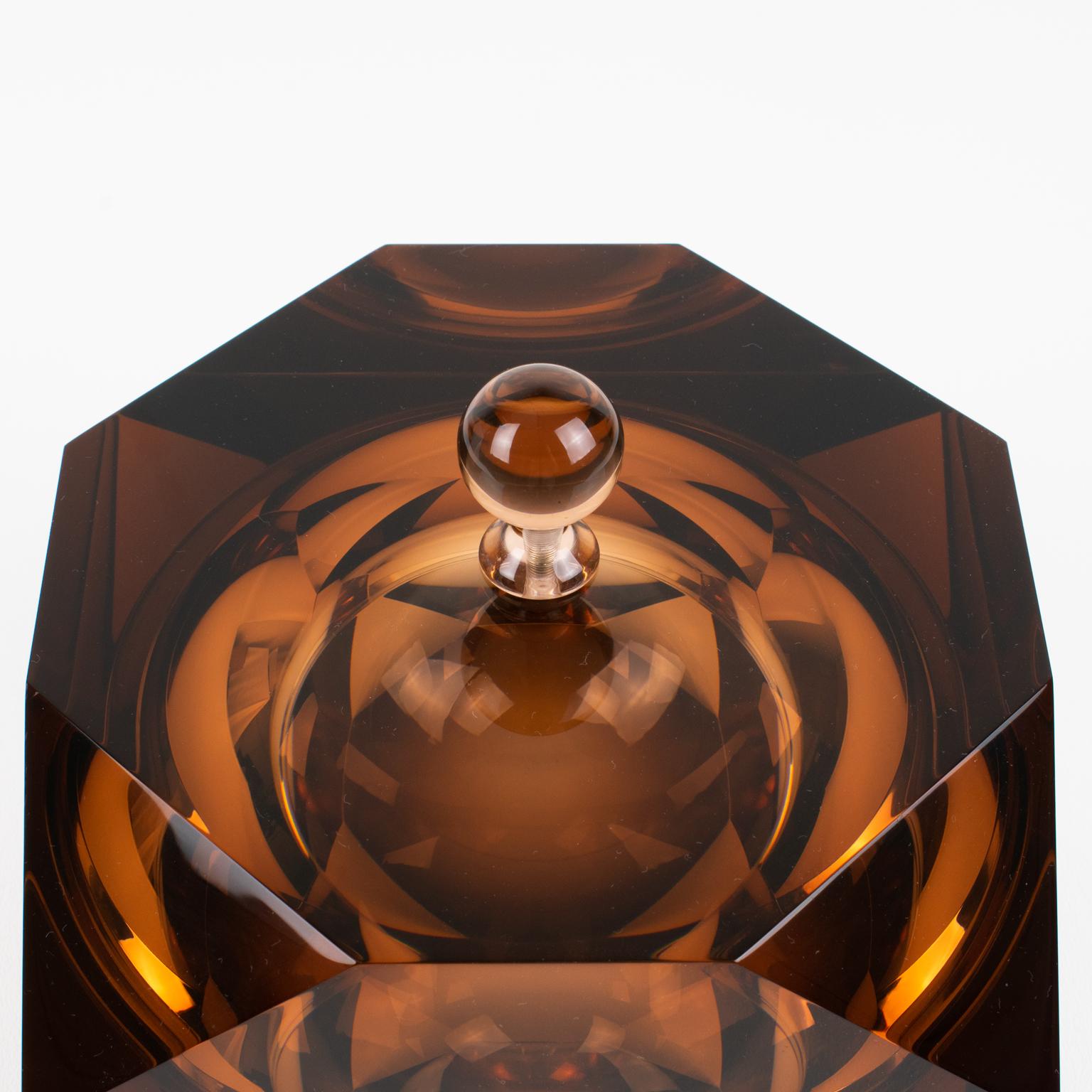 Modernist Plexiglass or Lucite Faceted Box For Sale 3