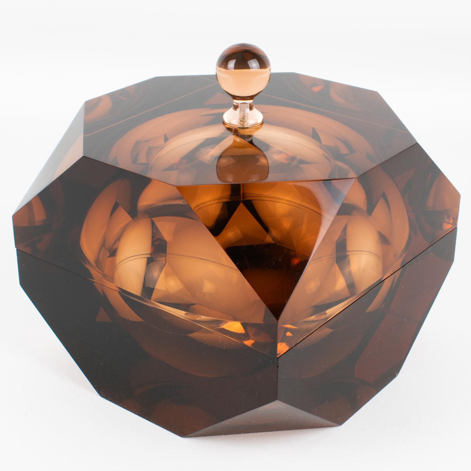 Modernist Plexiglass or Lucite Faceted Box For Sale 4