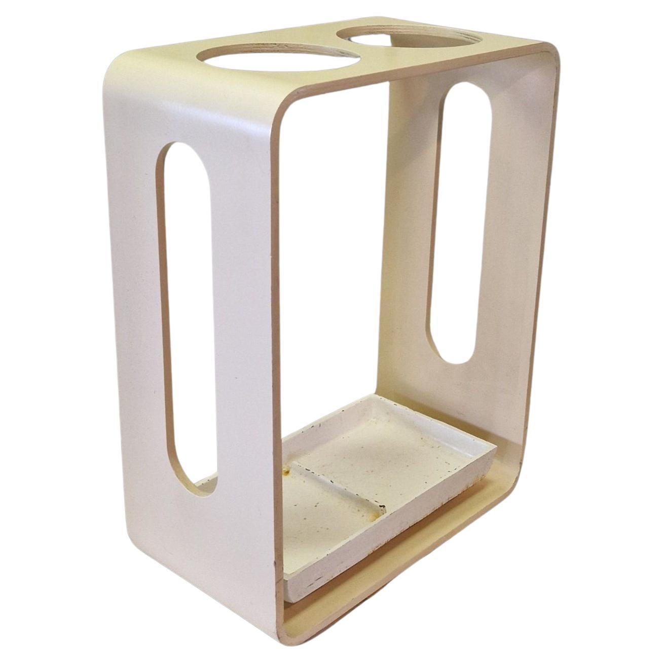 Modernist plywood and cast iron umbrella stand, Netherlands 1950s