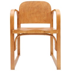 Poltrona modernista in compensato dell'inizio del XX secolo di Tatra