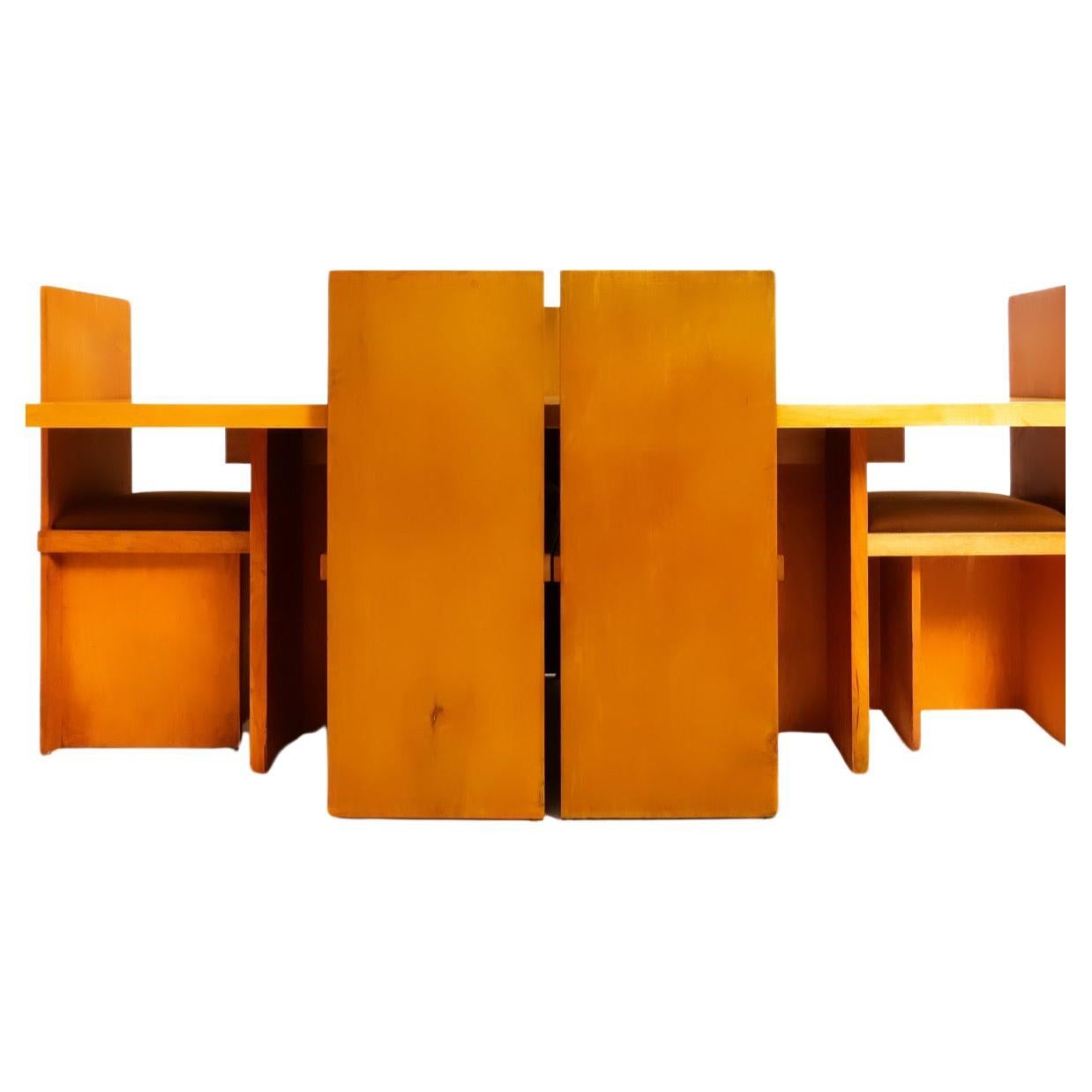 Modernist Plywood Dining Set after Donald Judd
