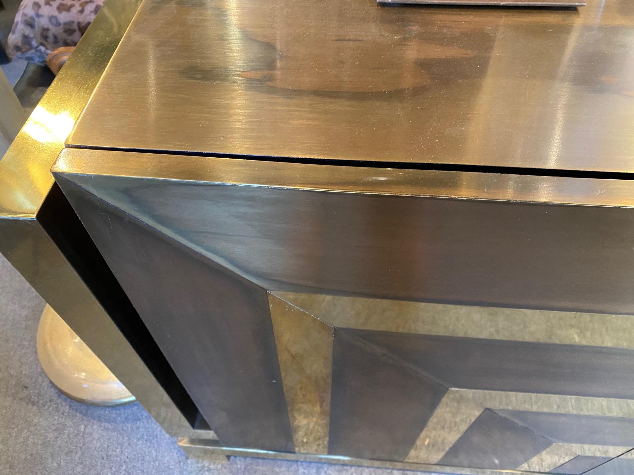 Modernist Polished and Patinated Brass Credenza For Sale 6