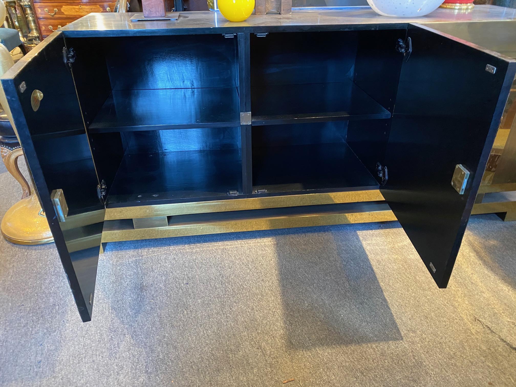 Modernist Polished and Patinated Brass Credenza For Sale 7