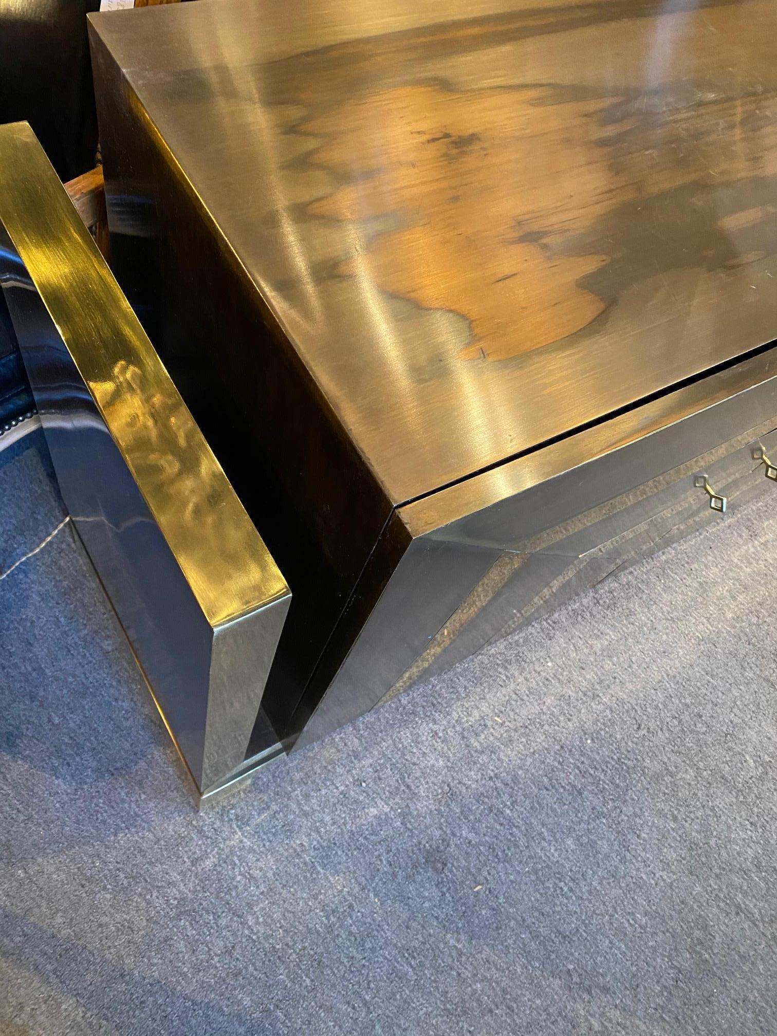 Modernist Polished and Patinated Brass Credenza For Sale 2