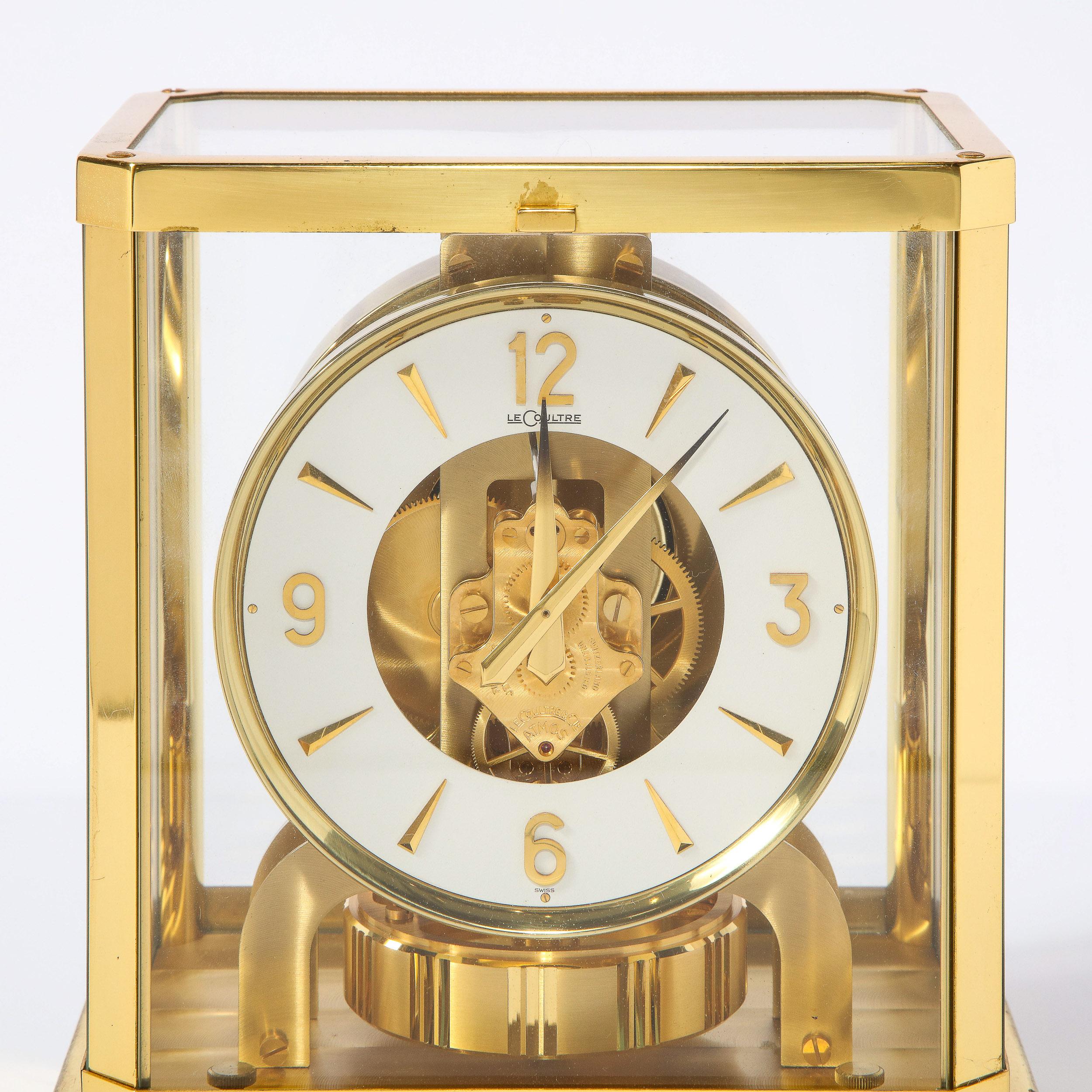 Swiss Modernist Polished Brass Atmos Classique Desk Clock by Jaeger-LeCoultre