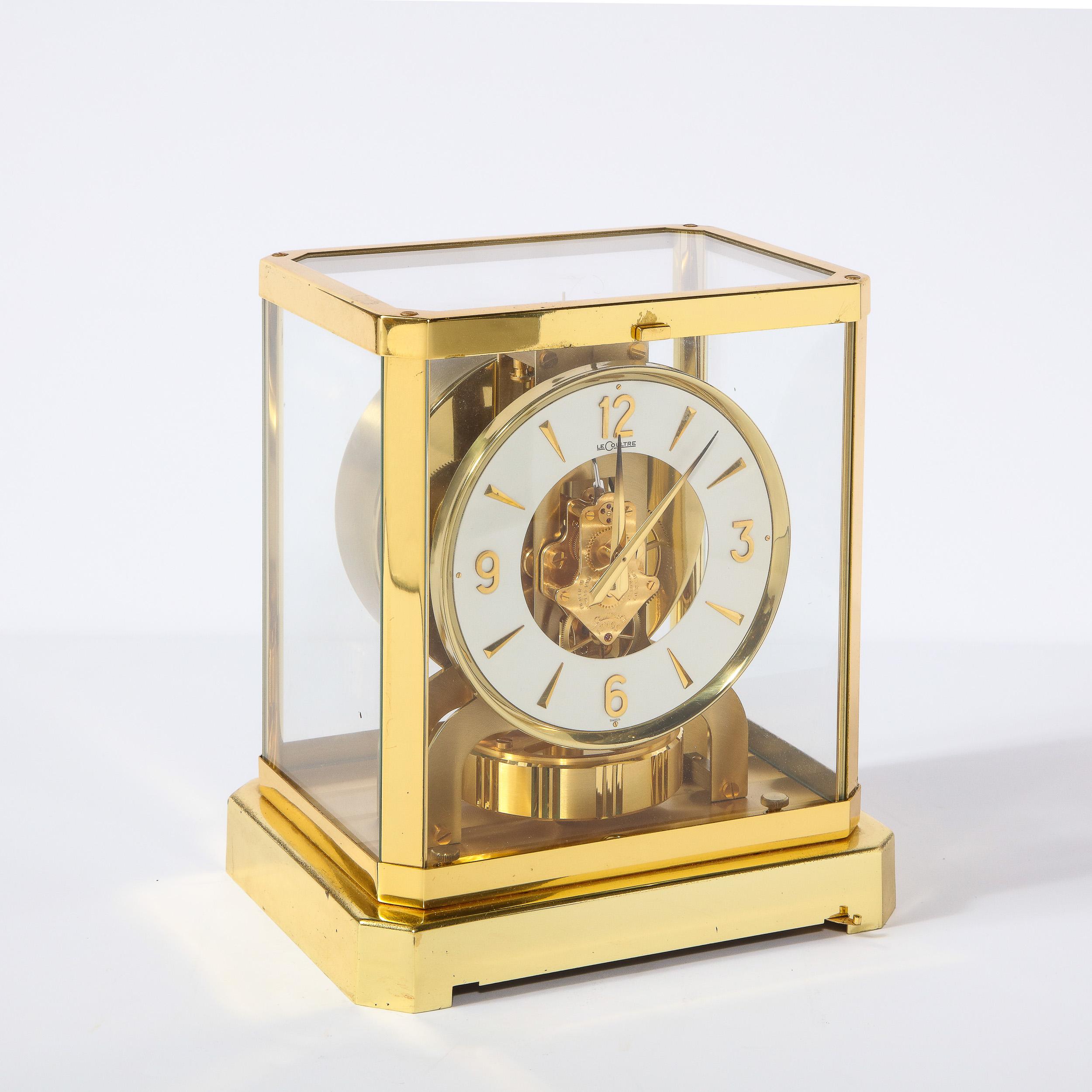 Modernist Polished Brass Atmos Classique Desk Clock by Jaeger-LeCoultre In Excellent Condition In New York, NY