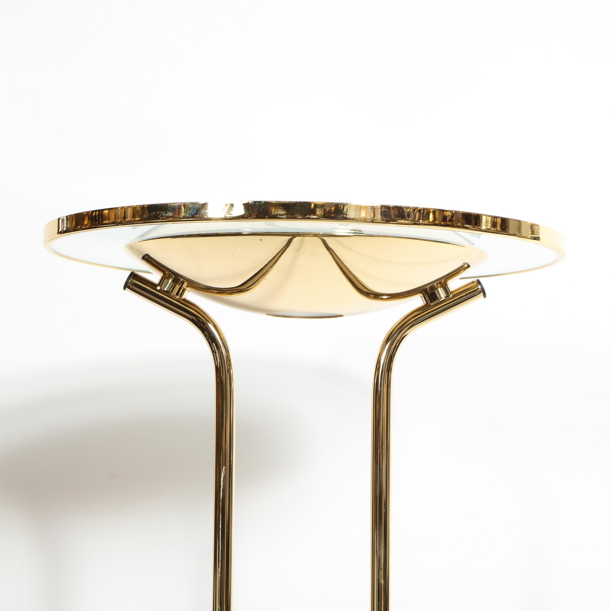 Modernist Polished Brass & Clear Glass 