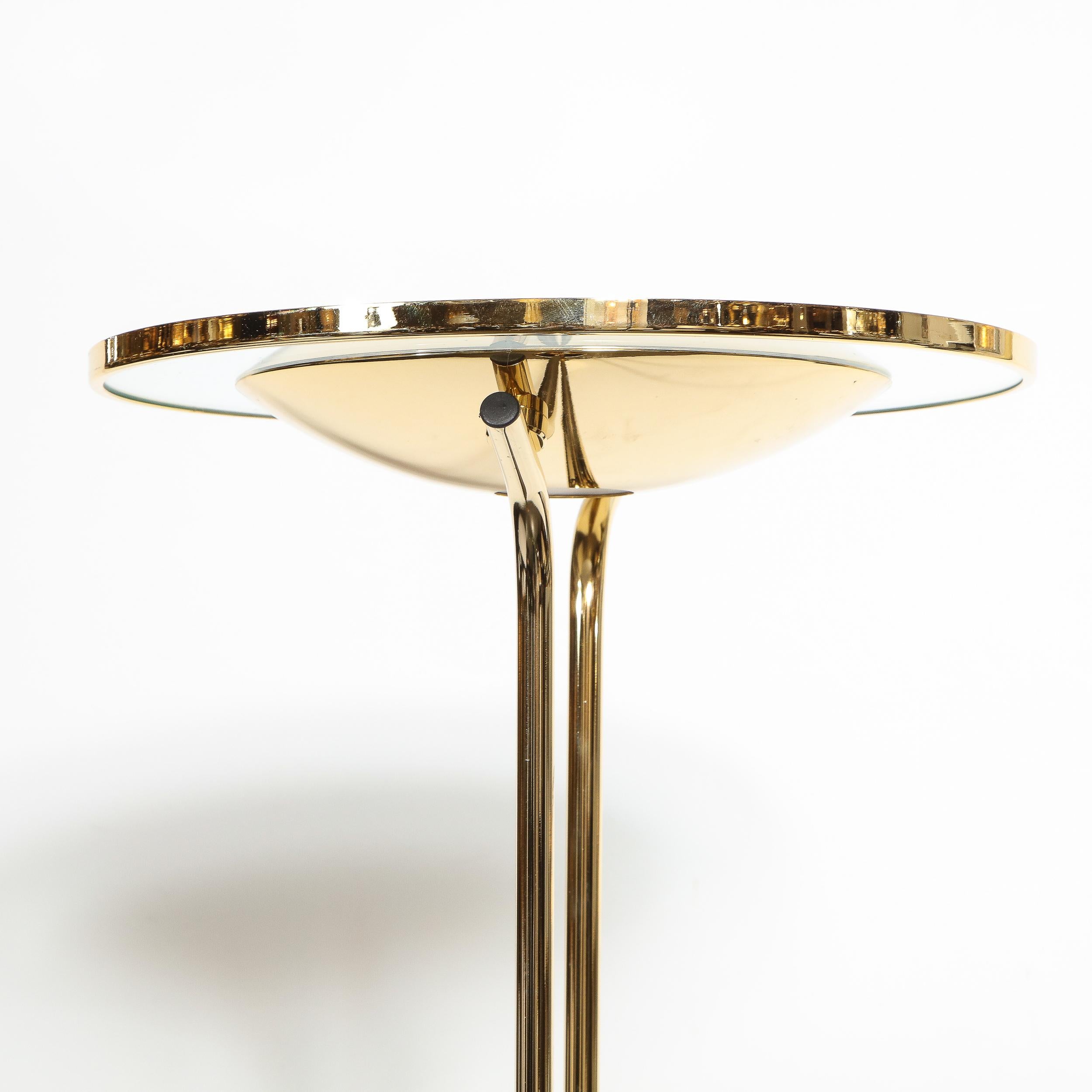 Modernist Polished Brass & Clear Glass 