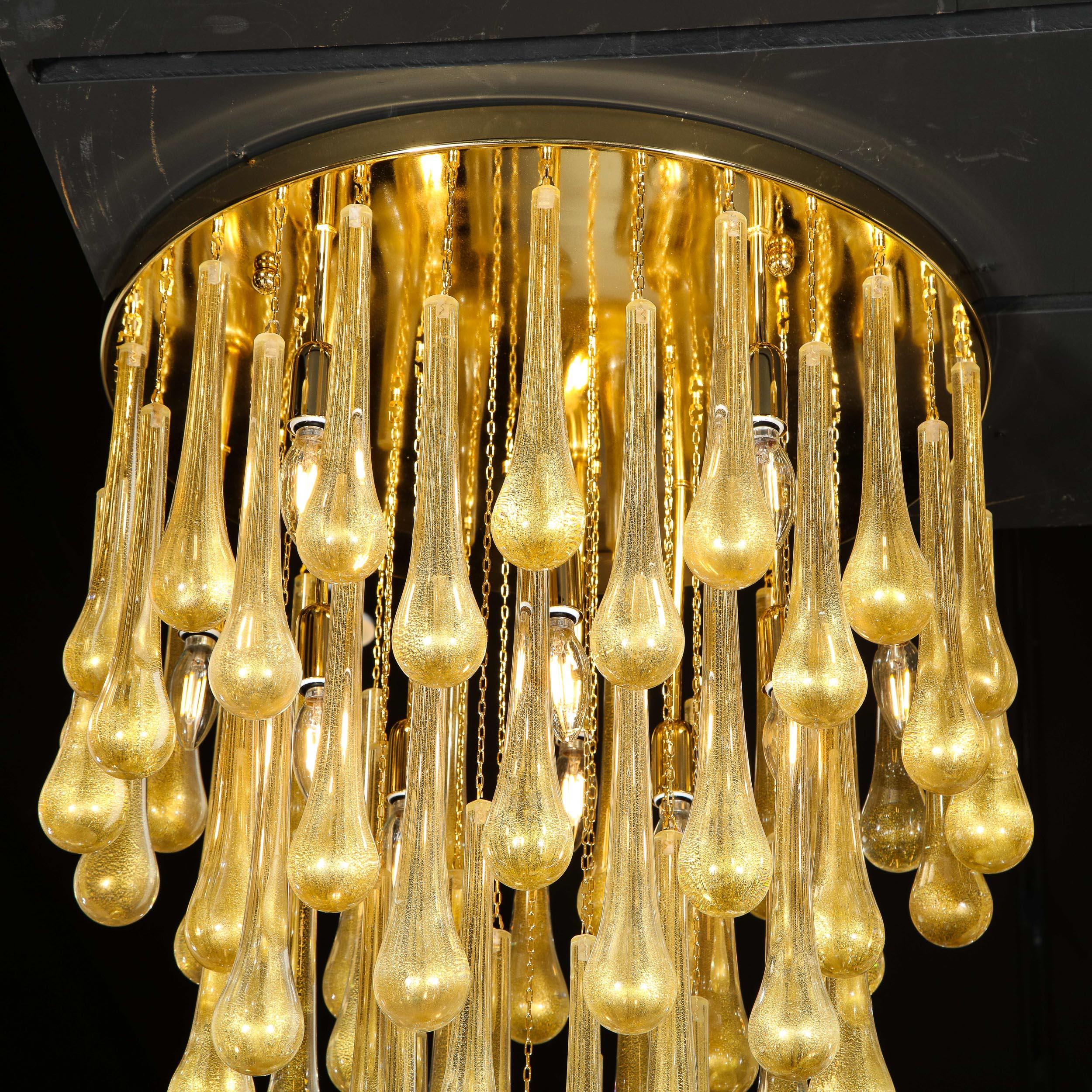 Modernistische modernistische Einbaubeleuchtung aus poliertem Messing und mundgeblasenem Champagner-Muranoglas (21. Jahrhundert und zeitgenössisch) im Angebot