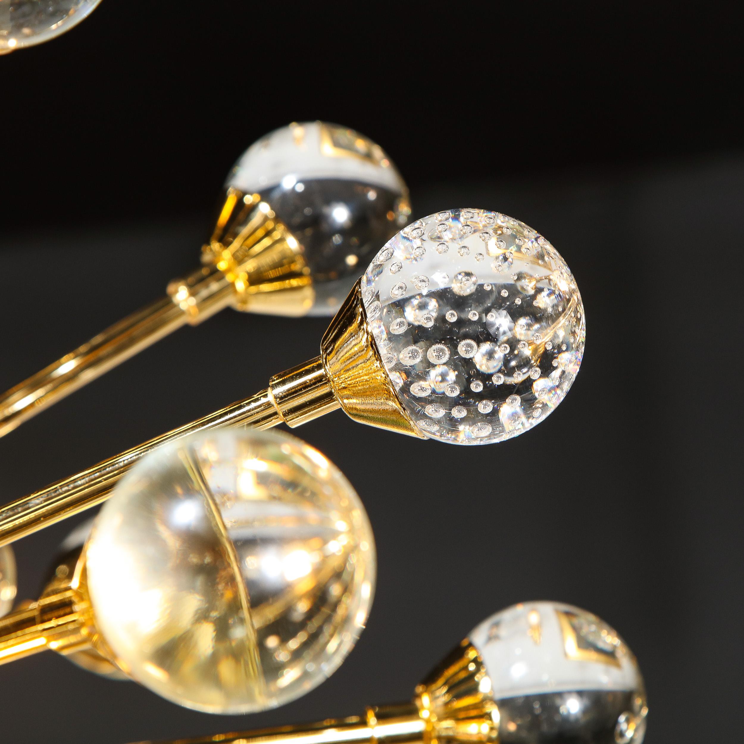 Modernist Polished Brass Sputnik w/ Handblown Murano Translucent Orbital Points For Sale 7