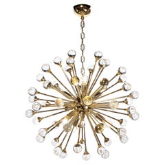 Modernist Polished Brass Sputnik w/ Handblown Murano Translucent Orbital Points