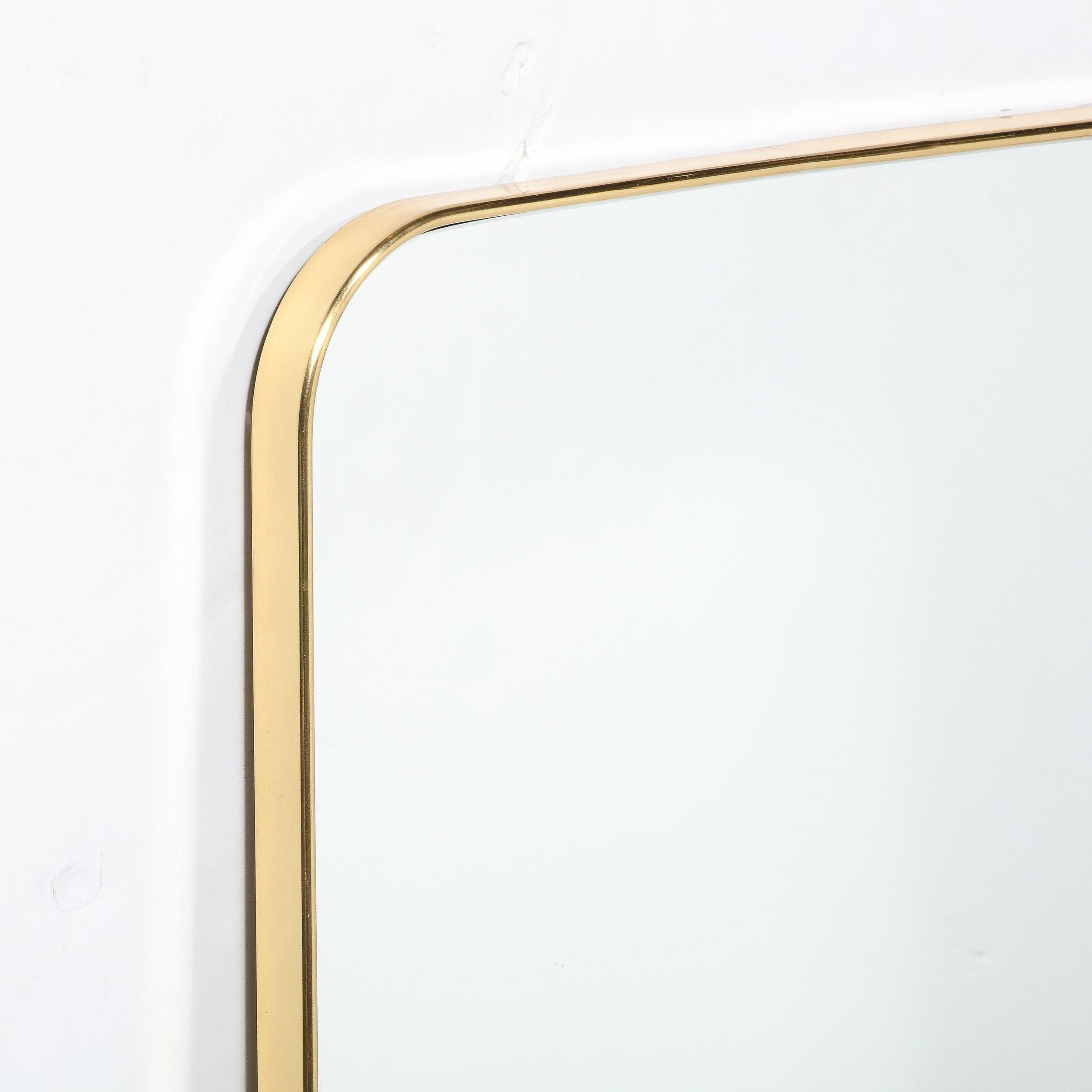 American Modernist Polished Brass Wrapped Mirror Custom for High Style Deco For Sale