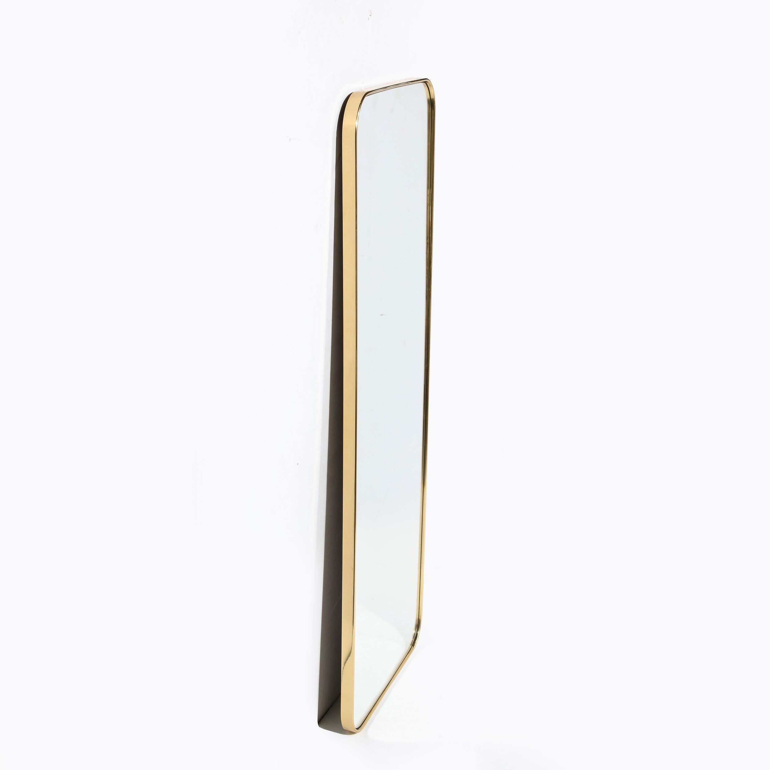 Contemporary Modernist Polished Brass Wrapped Mirror Custom for High Style Deco For Sale