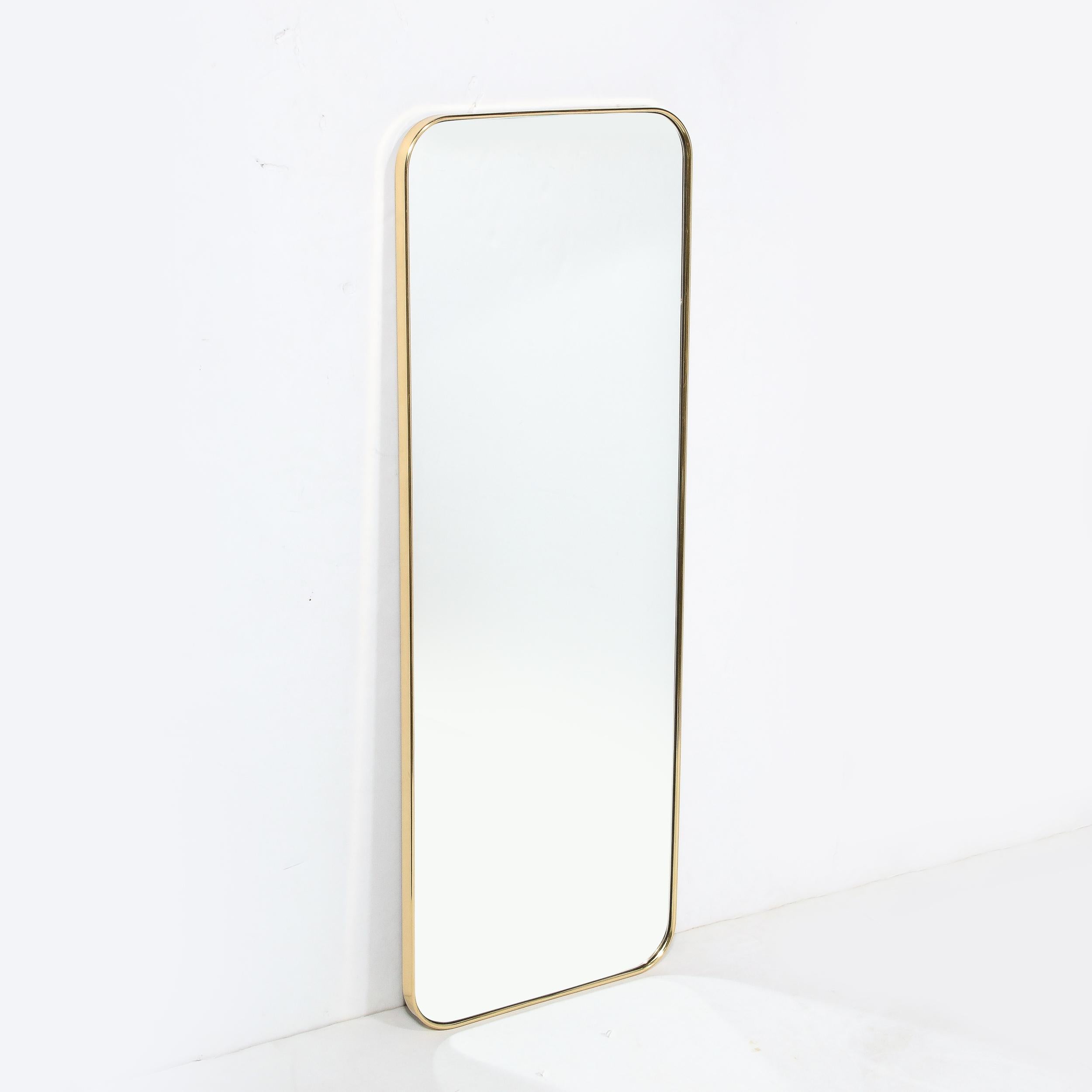 Modernist Polished Brass Wrapped Mirror Custom for High Style Deco For Sale 2