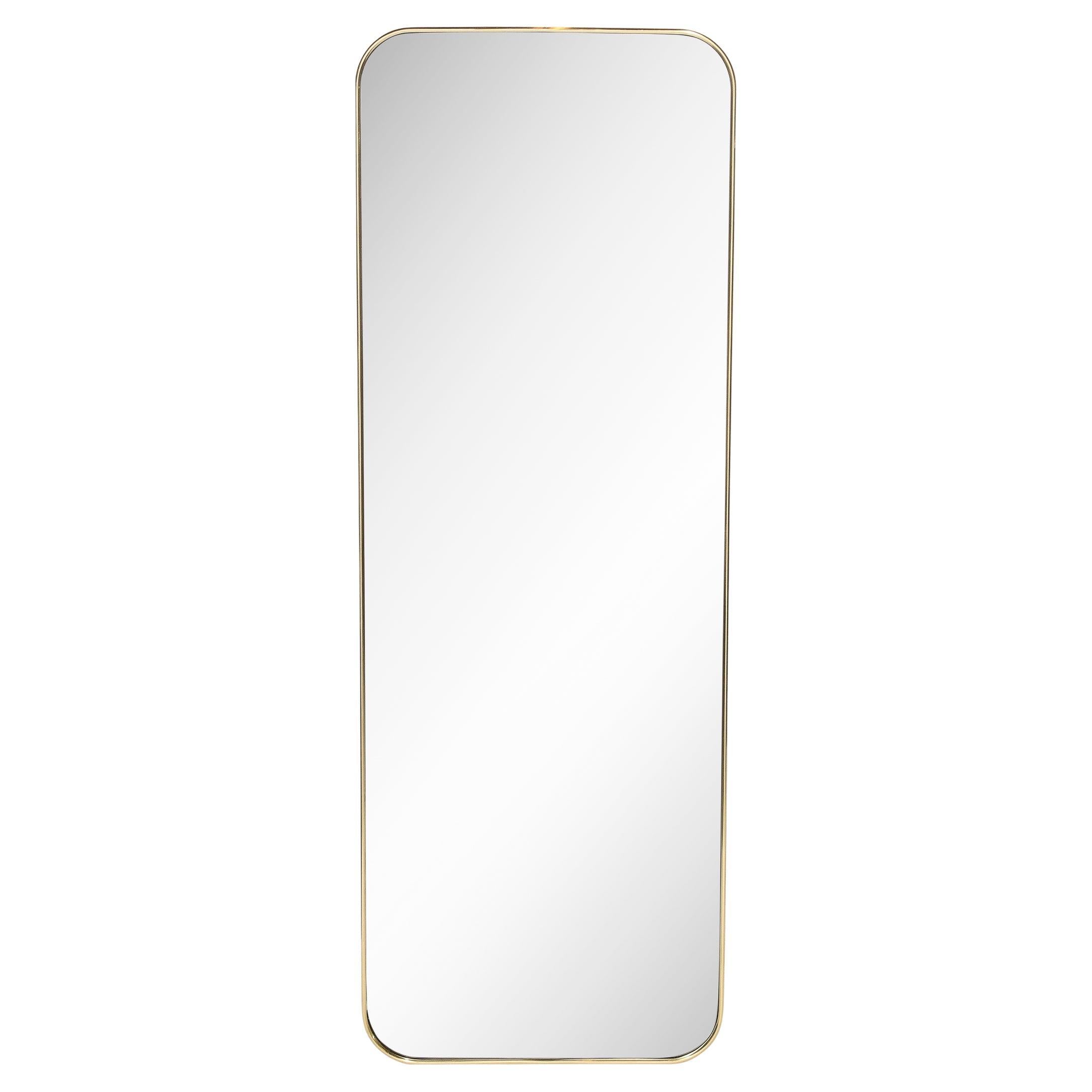Modernist Polished Brass Wrapped Mirror Custom for High Style Deco For Sale