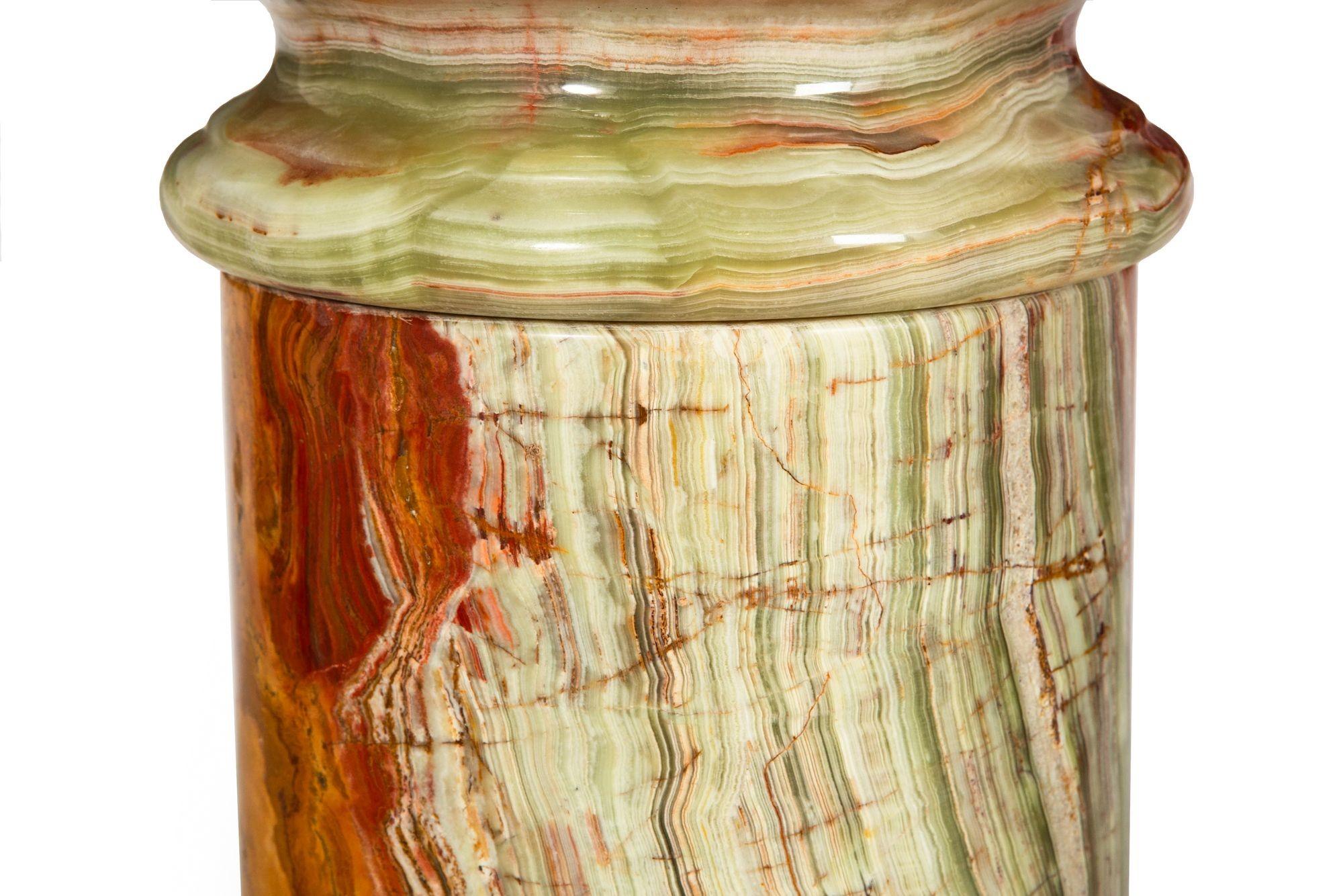 Modernist Polished Green Onyx Pedestal Column for Sculpture For Sale 7